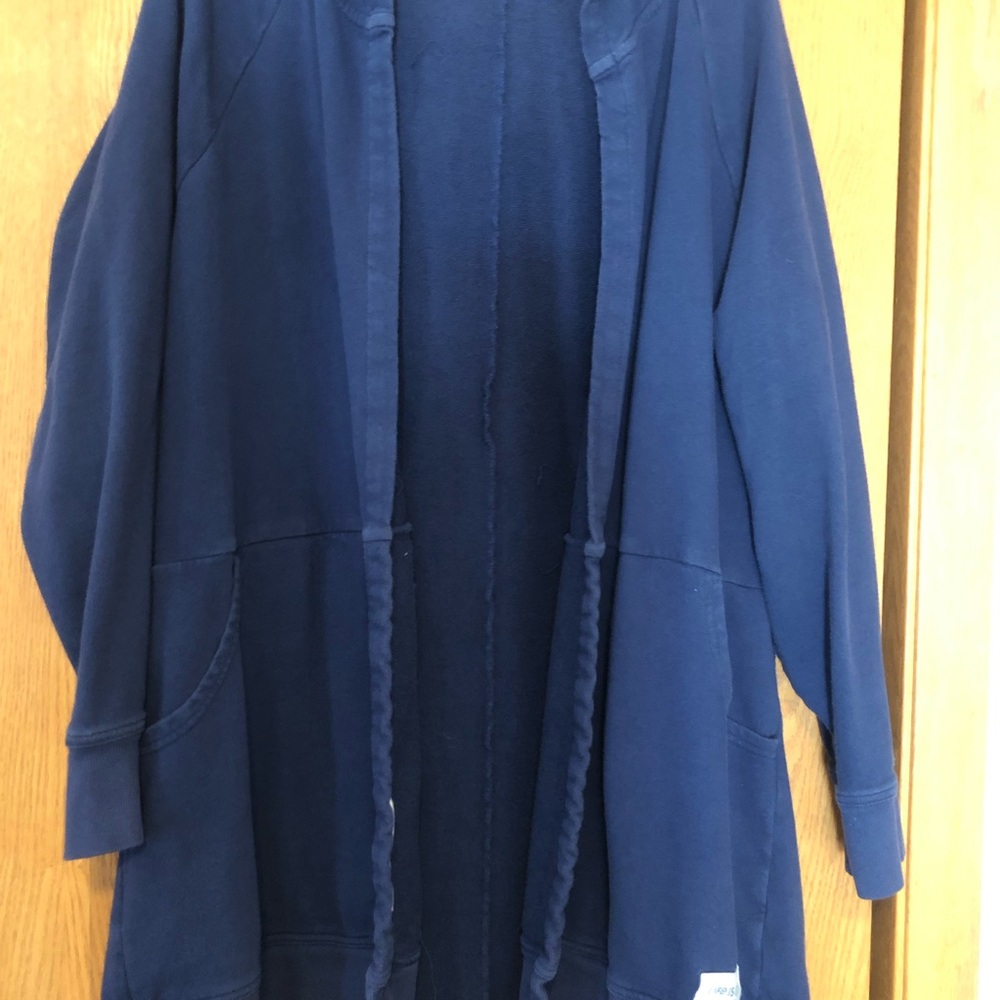 Life Is Good Blue Trench Coat Relaxed Fit Long Sleeves